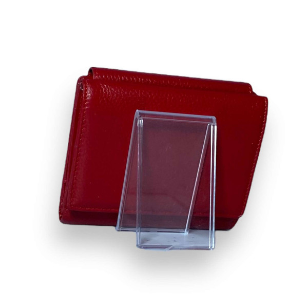 Стильный кошелек из натуральной кожи, с кнопочной застежкой, красный Стильный кошелек из натуральной кожи, с кнопочной застежкой, красный