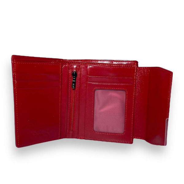 Стильный кошелек из натуральной кожи, с кнопочной застежкой, красный Стильный кошелек из натуральной кожи, с кнопочной застежкой, красный