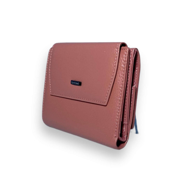 Гаманець жіночий з натуральної шкіри, рожевий, з кнопковою застібкою Гаманець жіночий з натуральної шкіри, рожевий, з кнопковою застібкою