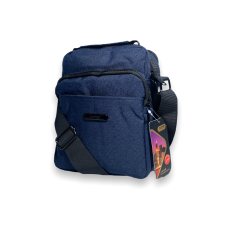 Сумка через плечо мужская, 1966, два основных отделения, дополнительные карманы размеры 22*17*10 см, синяя