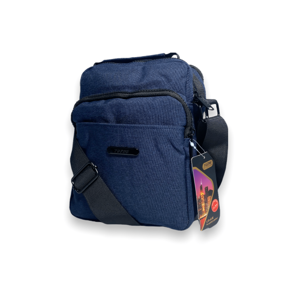 Сумка через плечо мужская, 1966, два основных отделения, дополнительные карманы размеры 22*17*10 см, синяя