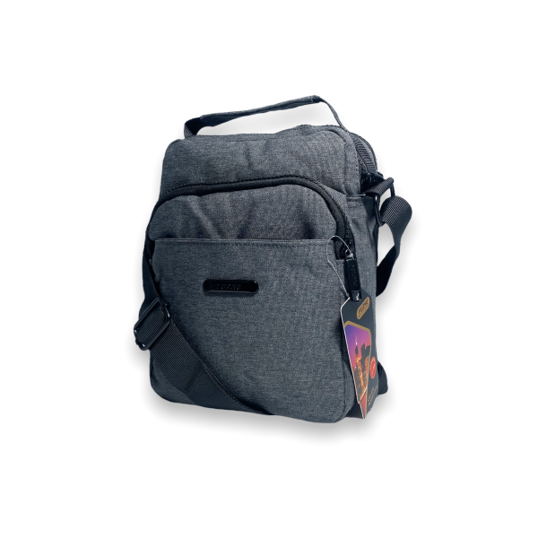 Сумка через плечо мужская, 1966, два основных отделения, дополнительные карманы, размеры 22*17*10 см, серый