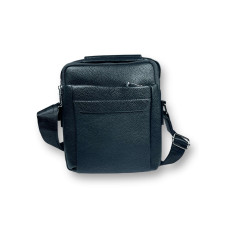 Мужская сумка через плечо из экокожи, одно отделение, черная