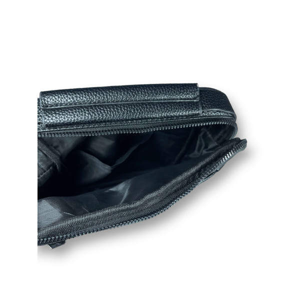 Мужская сумка через плечо из экокожи, одно отделение, черная