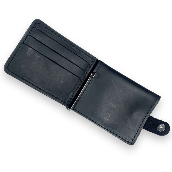 Кошелек зажим для купюр BagWay, экокожа, ручная работа, черный