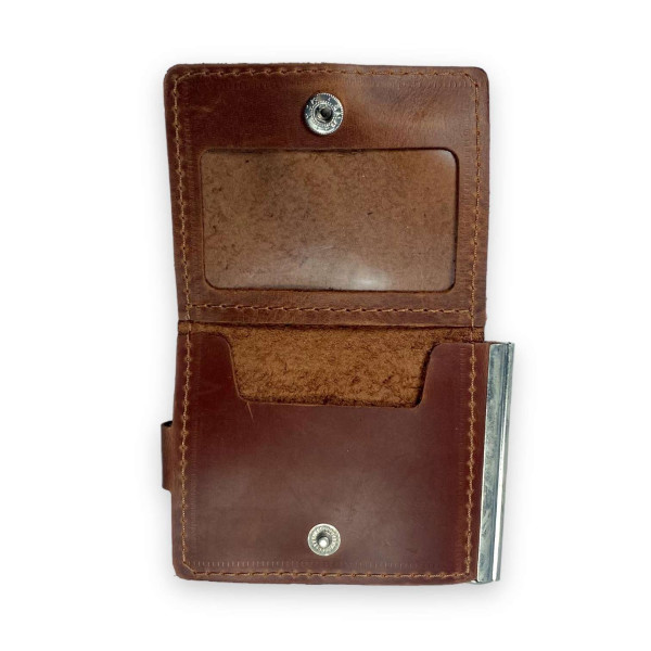 Гаманець затискач для купюр BagWay, екошкіра, ручна робота, світло-коричневий