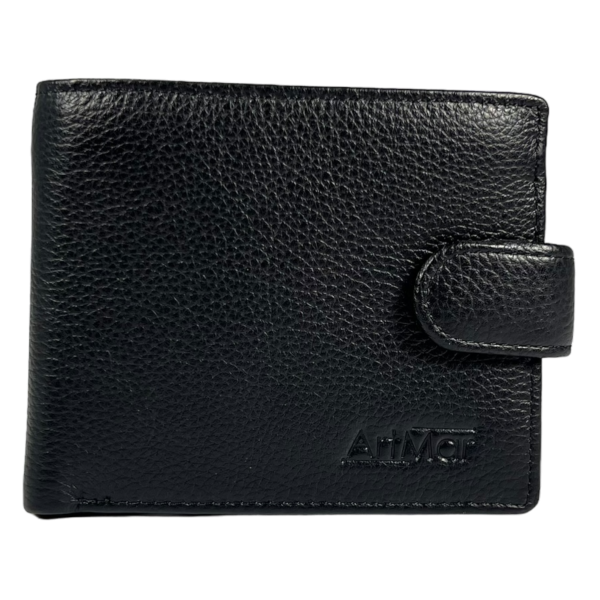 Стильный кожаный мужской кошелек с 3 отделами для купюр