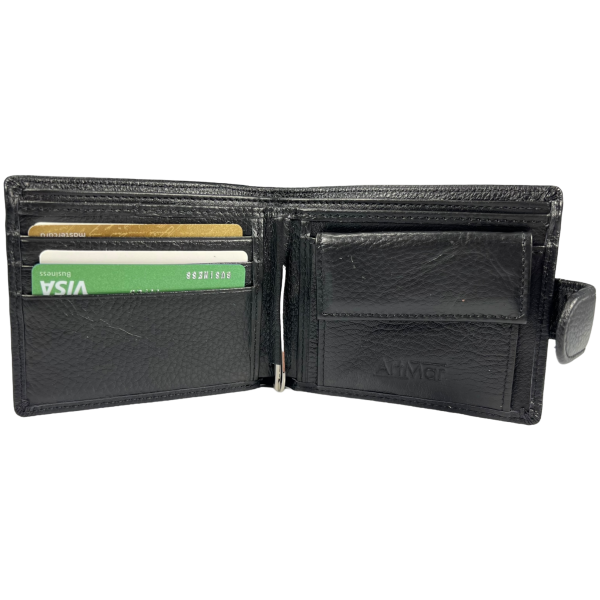 Стильный кожаный мужской кошелек с 3 отделами для купюр