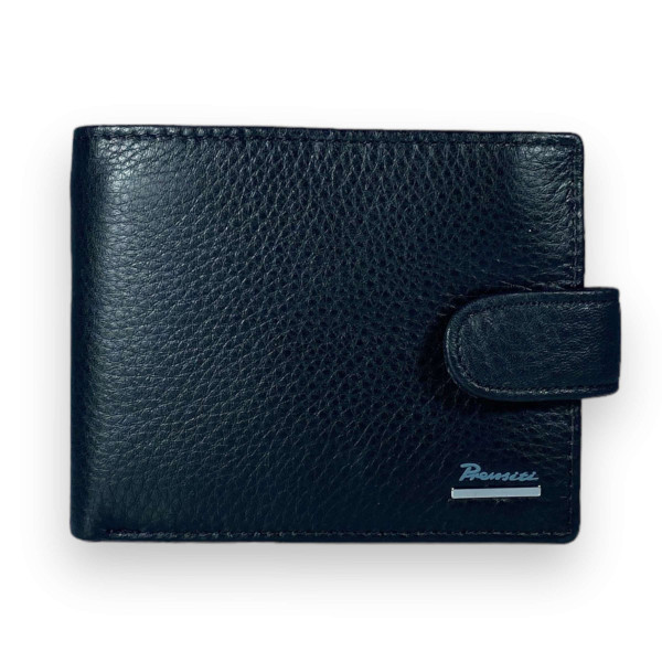 Кошелек мужской, кожа, 2 отделения для купюр, черный