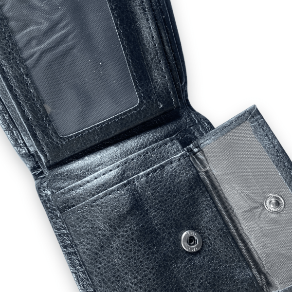 Кошелек мужской, кожзаменитель, 2 отдела для купюр, 4 для карточек, черный