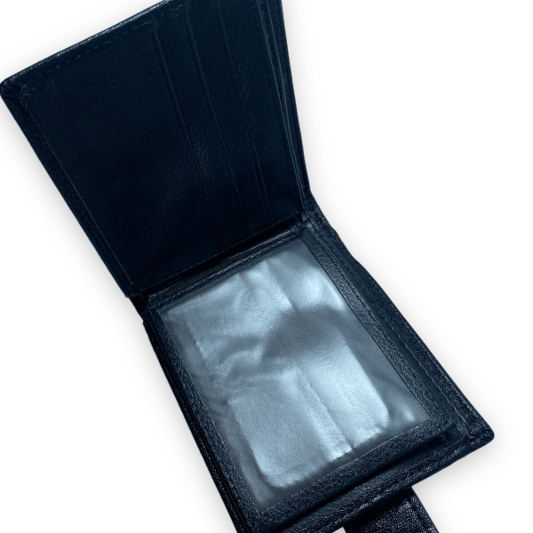 Черный кошелек мужской Devi's кожзаменитель 2 отдела для купюр 4 для карточек размер: 12*10*2 см