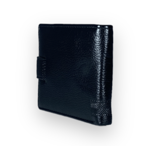 Черный мужской кошелек Devi's кожзаменитель 2 отдела для купюр 4 для карточек размер: 12*10*2 см