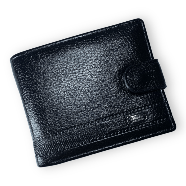 Черный мужской кошелек Devi's кожзаменитель 2 отдела для купюр 4 для карточек размер: 12*10*2 см