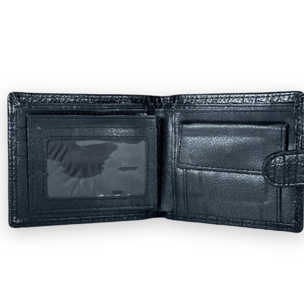 Черный мужской кошелек Devi's кожзаменитель 2 отдела для купюр 4 для карточек размер: 12*10*2 см
