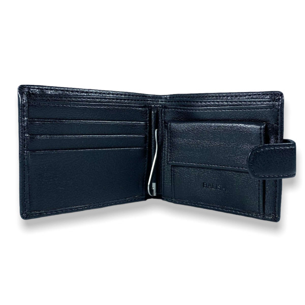 Чоловічий гаманець із затискачем для купюр, шкірозамінник, чорний