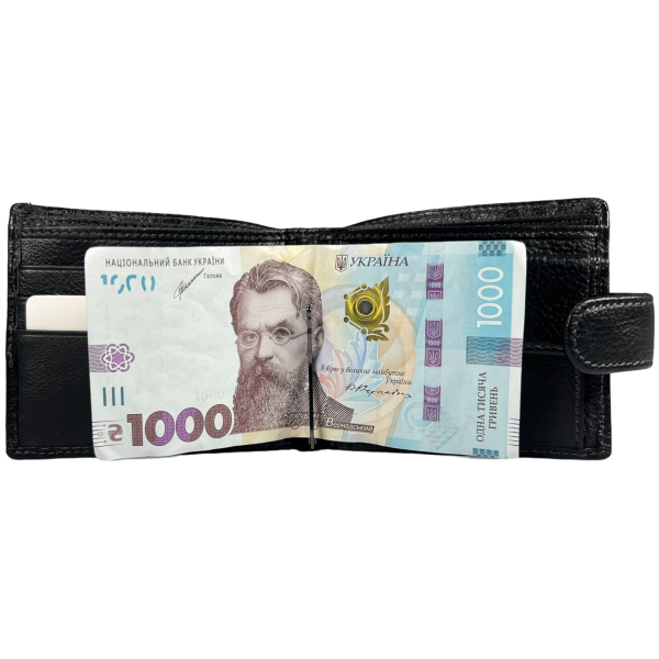 Чоловічий повсякденний гаманець з натуральної шкіри, чорний