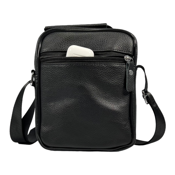 Мужская сумка через плечо из натуральной кожи, четыре отделения, 3 л, черная Мужская сумка через плечо из натуральной кожи, четыре отделения, 3 л, черная