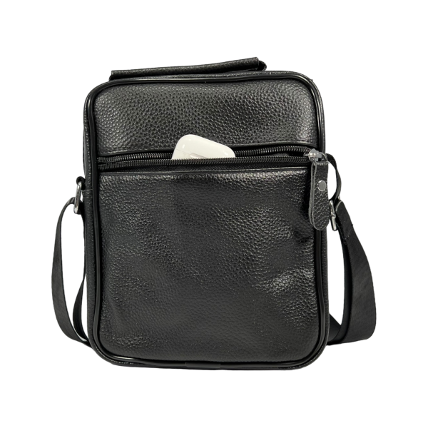 Сумка через плече на чотири відділення, натуральна шкіра, комфортна, 3 л, сучасна, чорна