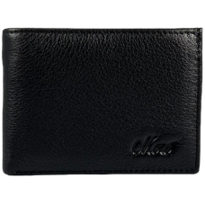 Классический мужской кошелек, кожаный, 2 отдела для купюр, черный