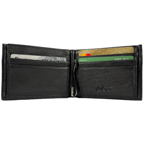 Классический мужской кошелек, кожаный, 2 отдела для купюр, черный Классический мужской кошелек, кожаный, 2 отдела для купюр, черный