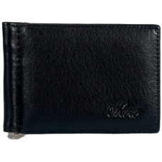 Стильный мужской кошелек-зажим из кожи черного цвета