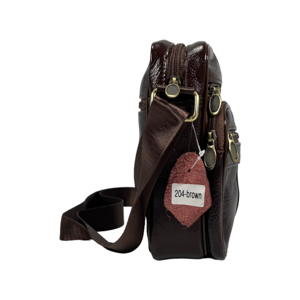 Елегантна шкіряна сумка через плече на чотири відділення, 3 л, коричнева Елегантна шкіряна сумка через плече на чотири відділення, 3 л, коричнева