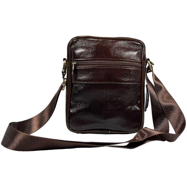 Елегантна шкіряна сумка через плече на чотири відділення, 3 л, коричнева Елегантна шкіряна сумка через плече на чотири відділення, 3 л, коричнева