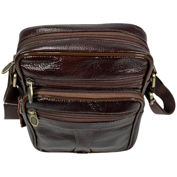Елегантна шкіряна сумка через плече на чотири відділення, 3 л, коричнева Елегантна шкіряна сумка через плече на чотири відділення, 3 л, коричнева