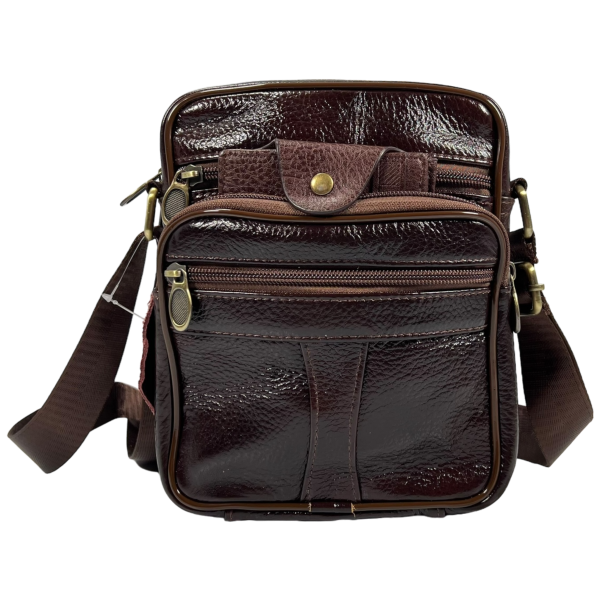 Елегантна шкіряна сумка через плече на чотири відділення, 3 л, коричнева Елегантна шкіряна сумка через плече на чотири відділення, 3 л, коричнева