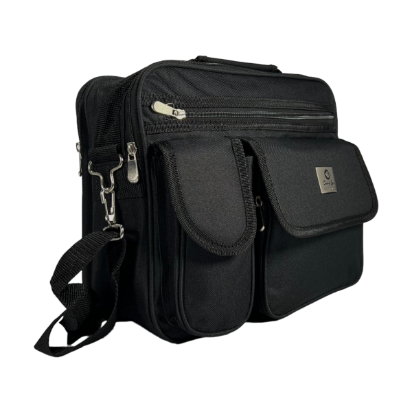 Сумка через плечо на пять отделений, 12 л, функциональная, черная Сумка через плечо на пять отделений, 12 л, функциональная, черная