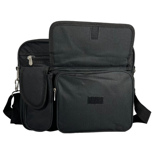 Сумка через плечо на пять отделений, 12 л, функциональная, черная Сумка через плечо на пять отделений, 12 л, функциональная, черная
