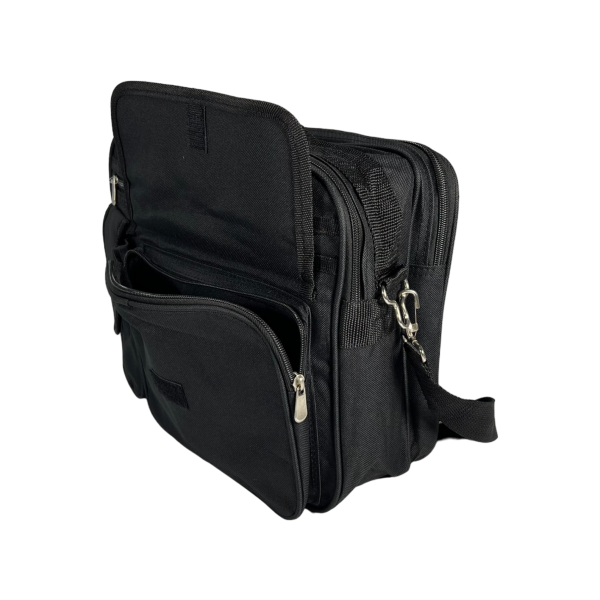 Сумка через плечо на пять отделений, 12 л, функциональная, черная Сумка через плечо на пять отделений, 12 л, функциональная, черная
