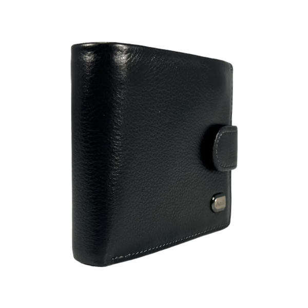 Елегантний чоловічий гаманець з натуральної шкіри з 3 відділами для купюр, чорний