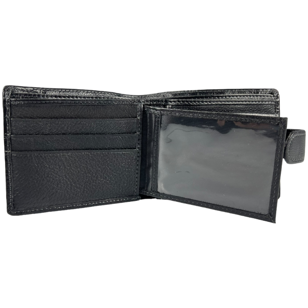 Елегантний чоловічий гаманець з натуральної шкіри з 3 відділами для купюр, чорний