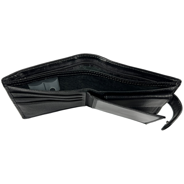 Елегантний чоловічий гаманець з натуральної шкіри з 3 відділами для купюр, чорний