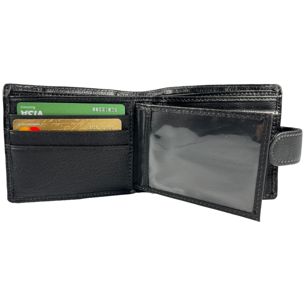 Елегантний чоловічий гаманець з натуральної шкіри з 3 відділами для купюр, чорний