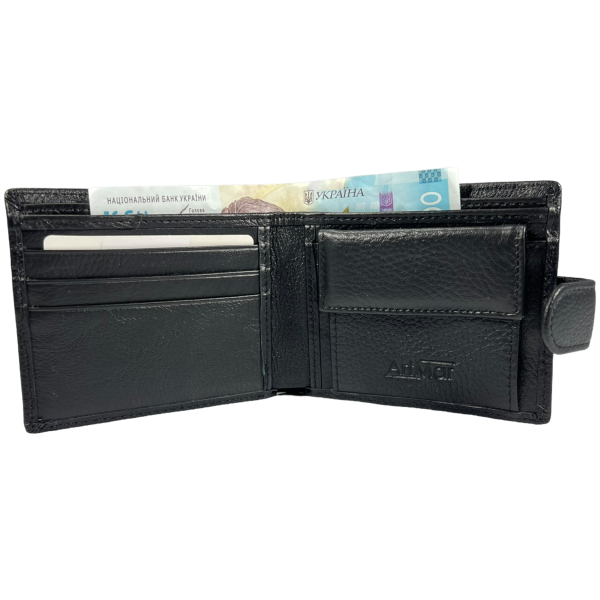 Стильный кожаный кошелек ArtMar из натуральной кожи черного цвета, мужской