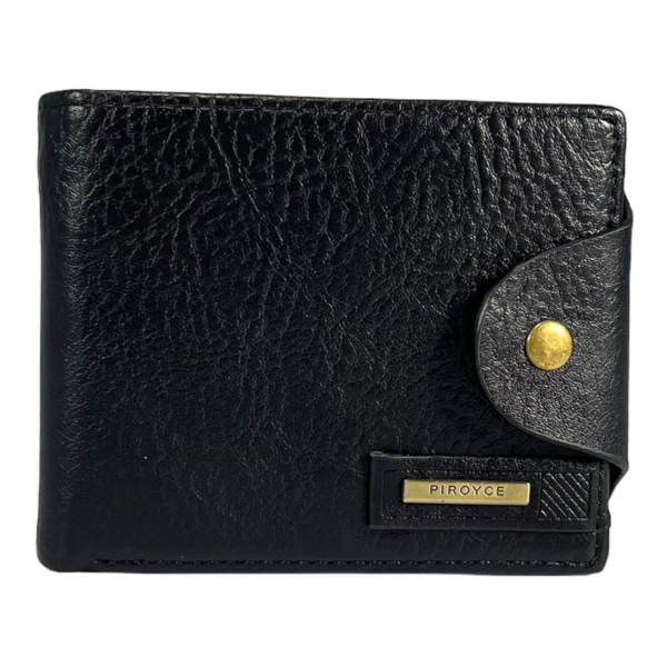 Сучасний чоловічий гаманець з штучноі шкіри чорного кольору