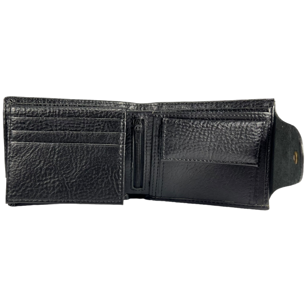 Сучасний чоловічий гаманець з штучноі шкіри чорного кольору Сучасний чоловічий гаманець з штучноі шкіри чорного кольору