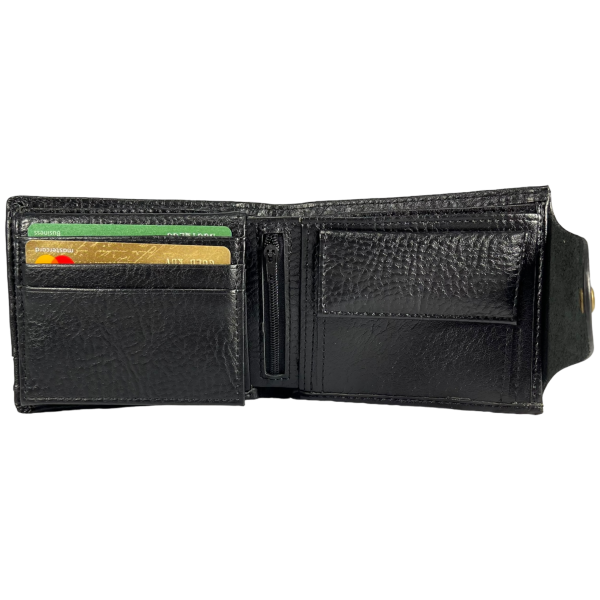 Сучасний чоловічий гаманець з штучноі шкіри чорного кольору Сучасний чоловічий гаманець з штучноі шкіри чорного кольору