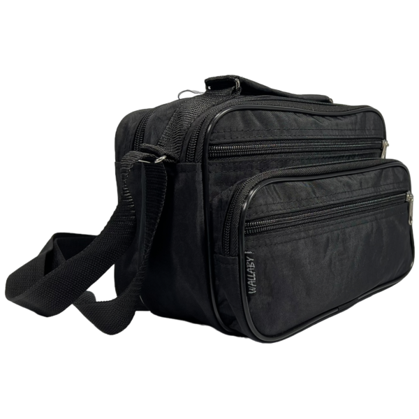 Прочная текстильная сумка через плечо на четыре отделения, 5 л, черная Прочная текстильная сумка через плечо на четыре отделения, 5 л, черная