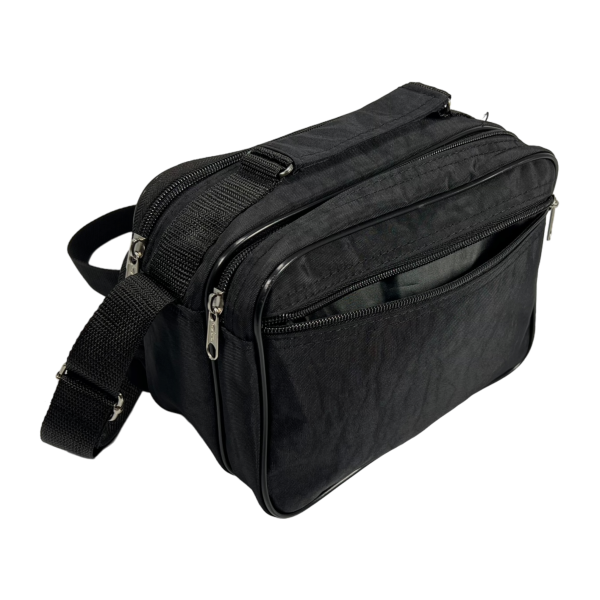 Прочная текстильная сумка через плечо на четыре отделения, 5 л, черная Прочная текстильная сумка через плечо на четыре отделения, 5 л, черная