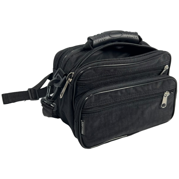 Функціональна чоловіча сумка через плече на п'ять відділень, чорна Функціональна чоловіча сумка через плече на п'ять відділень, чорна