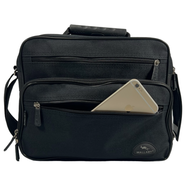 Сумка через плечо на пять отделений, простой и удобный дизайн, черная Сумка через плечо на пять отделений, простой и удобный дизайн, черная