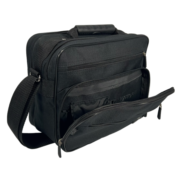 Сумка через плечо на пять отделений, простой и удобный дизайн, черная Сумка через плечо на пять отделений, простой и удобный дизайн, черная