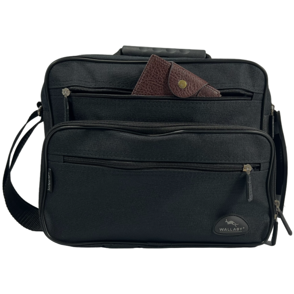 Сумка через плечо на пять отделений, простой и удобный дизайн, черная Сумка через плечо на пять отделений, простой и удобный дизайн, черная