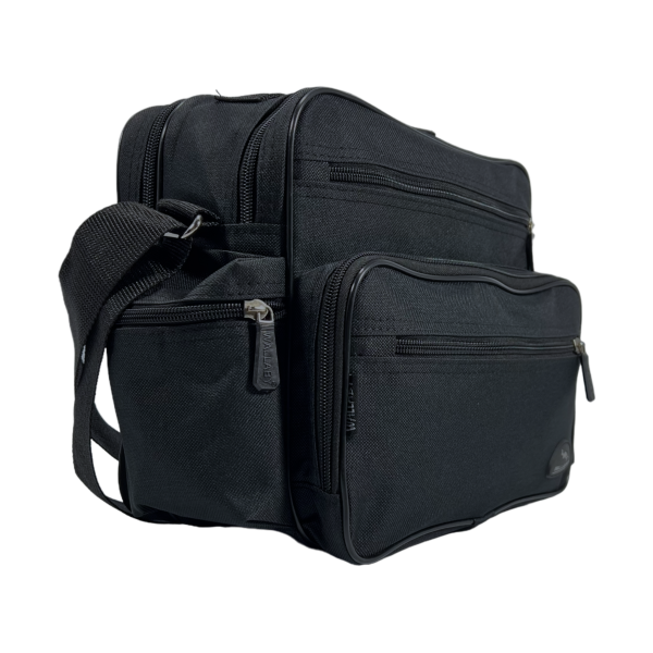 Сумка через плече українського виробника на 4 відділення, функціональна, чорна Сумка через плече українського виробника на 4 відділення, функціональна, чорна
