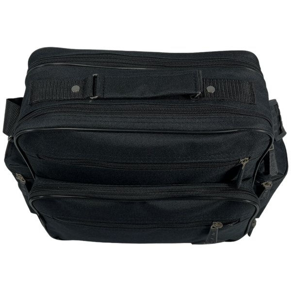 Сумка через плече українського виробника на 4 відділення, функціональна, чорна Сумка через плече українського виробника на 4 відділення, функціональна, чорна
