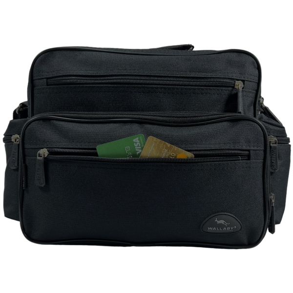 Сумка через плече українського виробника на 4 відділення, функціональна, чорна Сумка через плече українського виробника на 4 відділення, функціональна, чорна