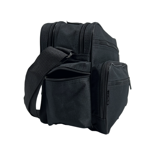 Сумка через плече українського виробника на 4 відділення, функціональна, чорна Сумка через плече українського виробника на 4 відділення, функціональна, чорна